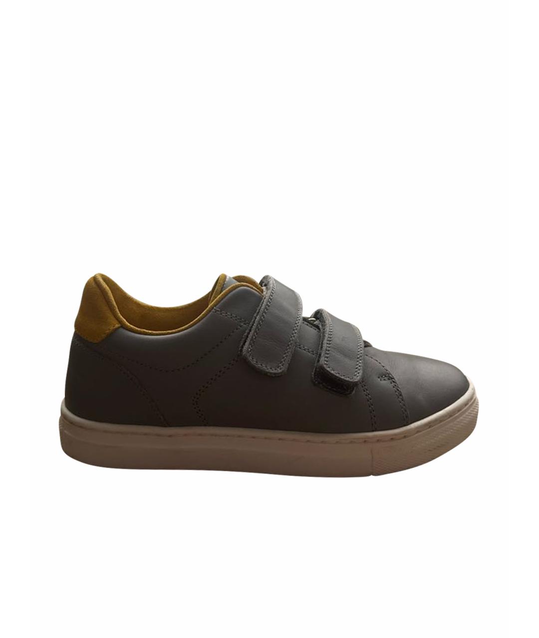 BRUNELLO CUCINELLI Антрацитовые кожаные кеды, фото 1
