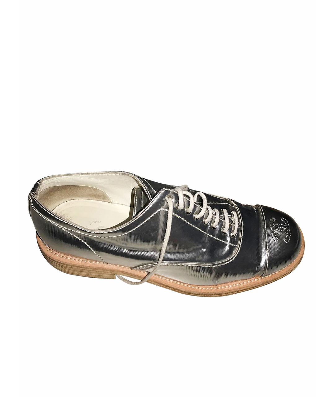 CHANEL PRE-OWNED Серебряные кожаные ботинки, фото 1