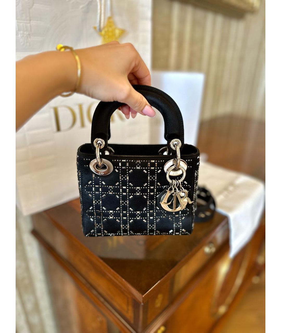CHRISTIAN DIOR Черная тканевая сумка с короткими ручками, фото 6