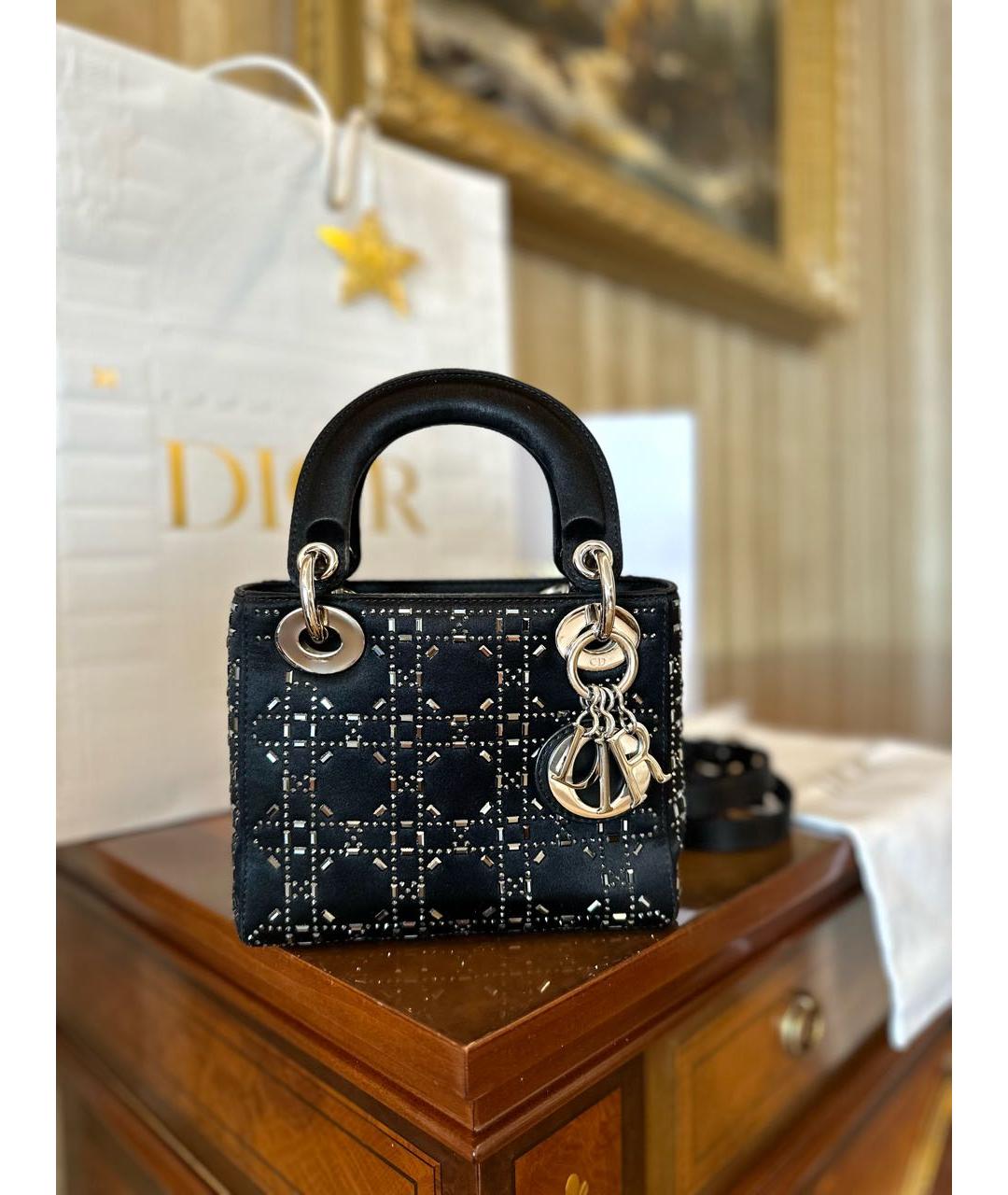 CHRISTIAN DIOR Черная тканевая сумка с короткими ручками, фото 2