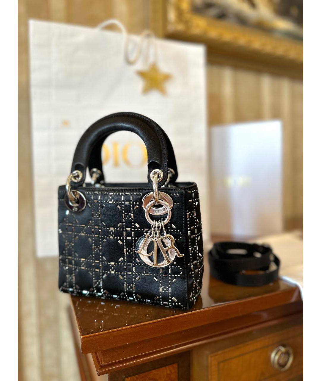 CHRISTIAN DIOR Черная тканевая сумка с короткими ручками, фото 4