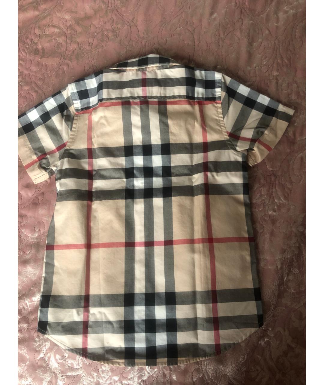 BURBERRY Бежевая хлопковая детская рубашка, фото 2