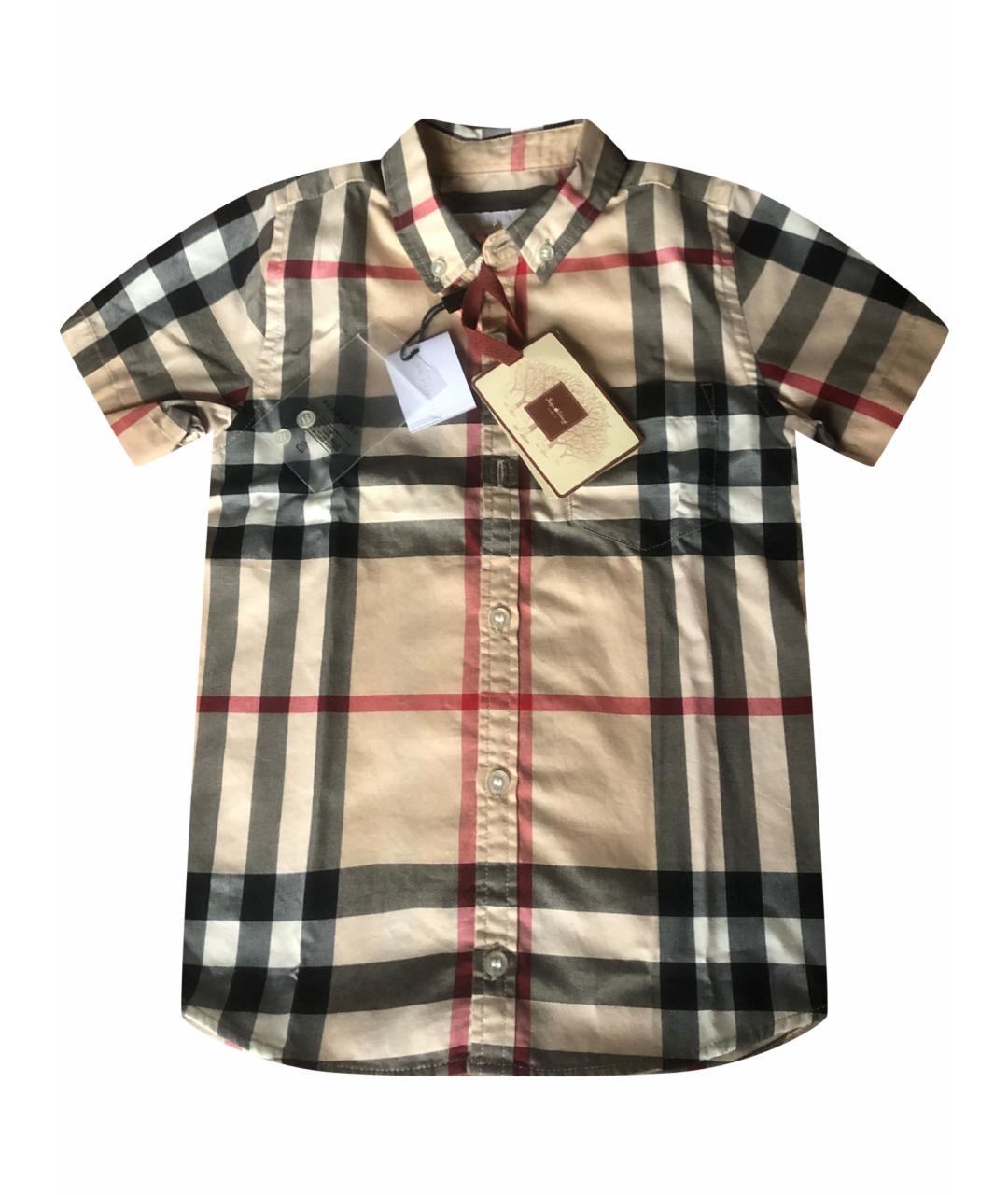 BURBERRY Бежевая хлопковая детская рубашка, фото 1