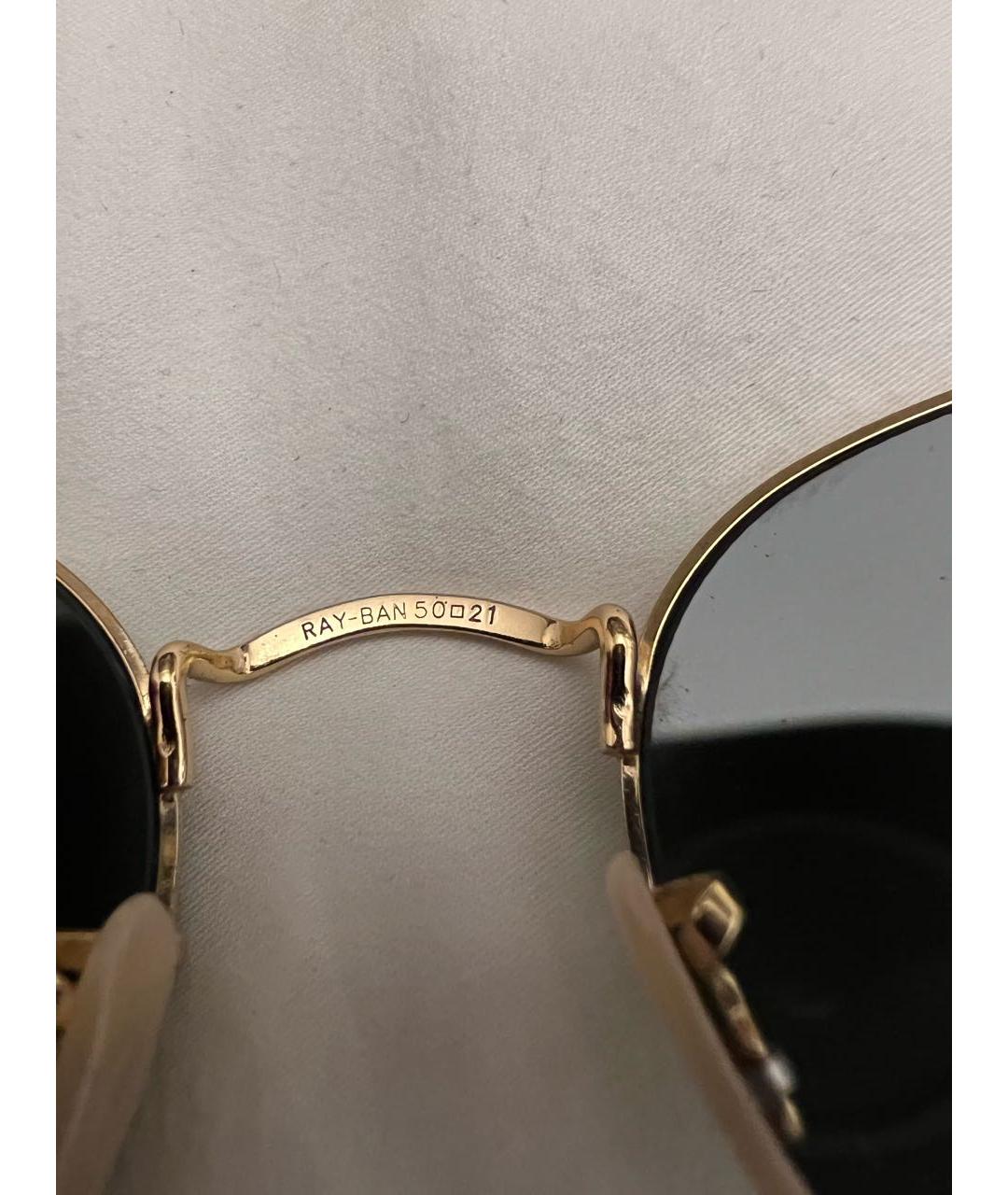 RAY BAN Золотые металлические солнцезащитные очки, фото 5