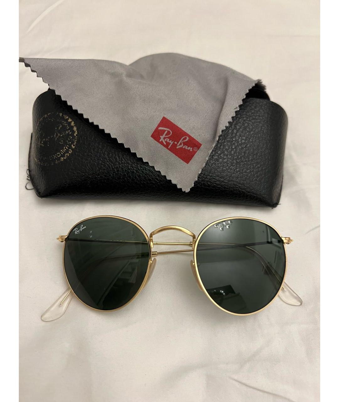 RAY BAN Золотые металлические солнцезащитные очки, фото 2