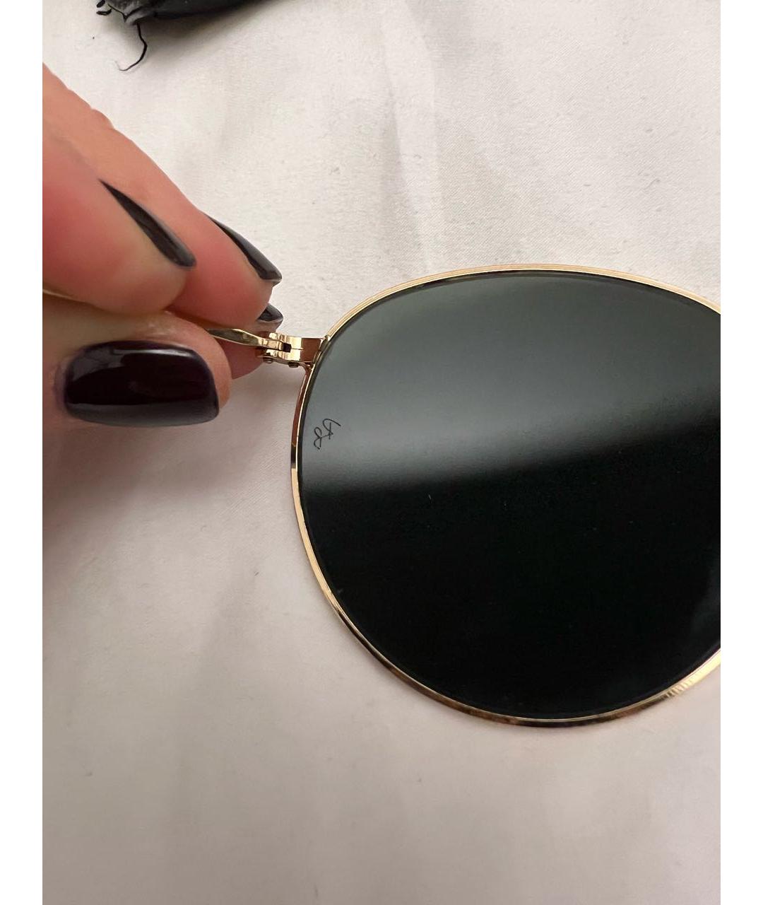 RAY BAN Золотые металлические солнцезащитные очки, фото 4