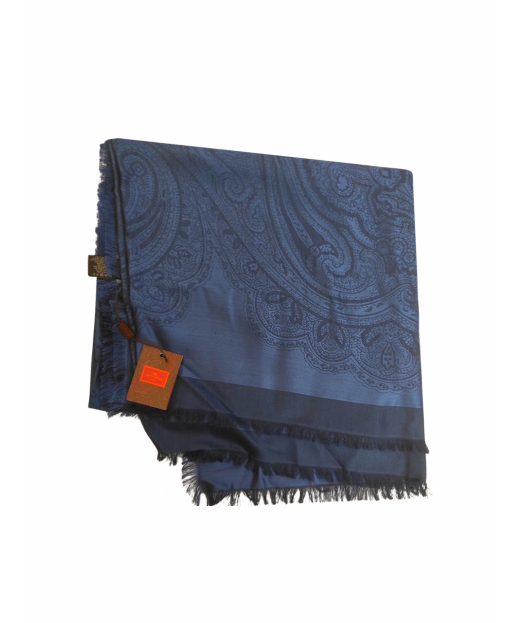 ETRO Синий шелковый шарф, фото 1
