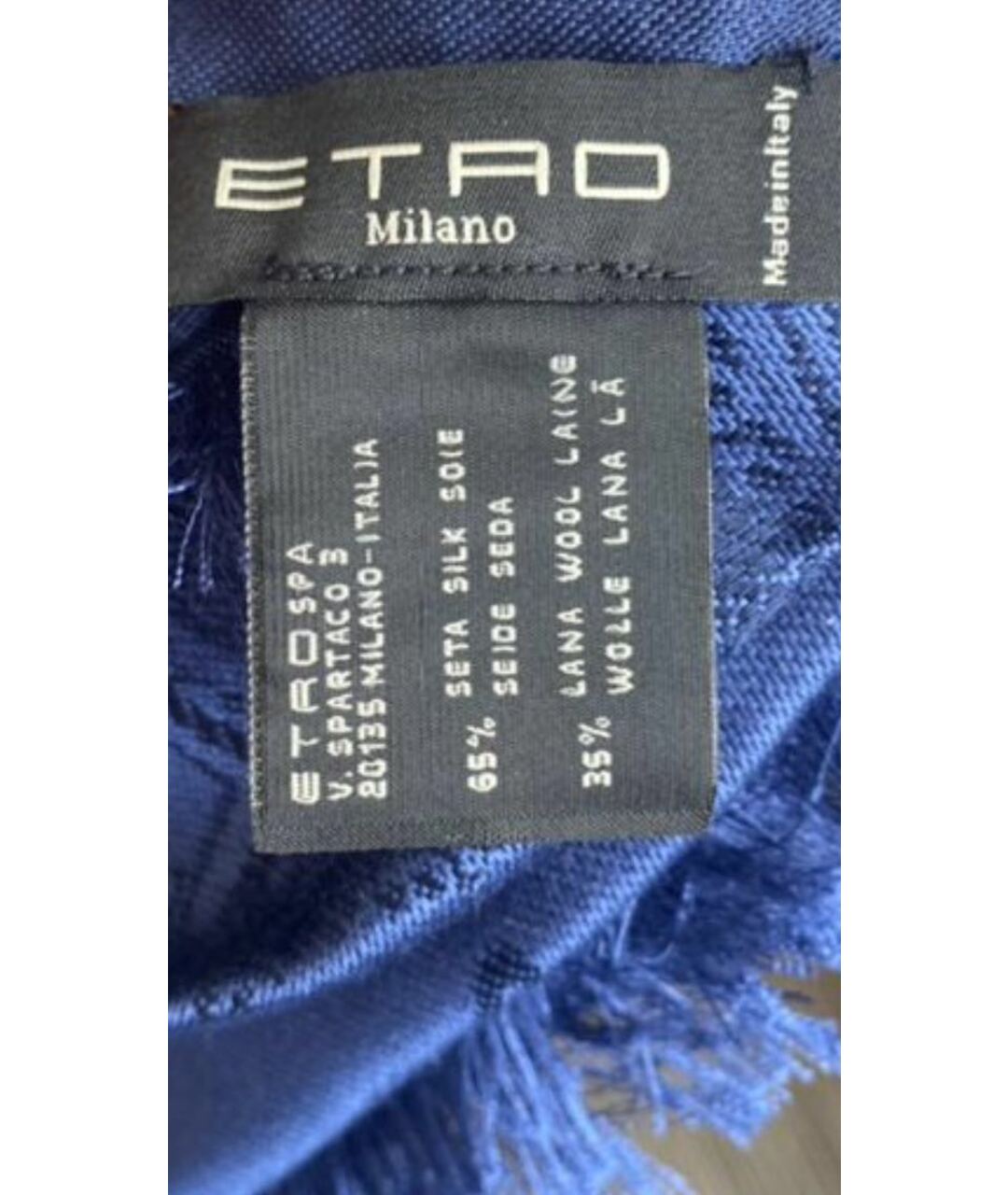 ETRO Синий шелковый шарф, фото 6