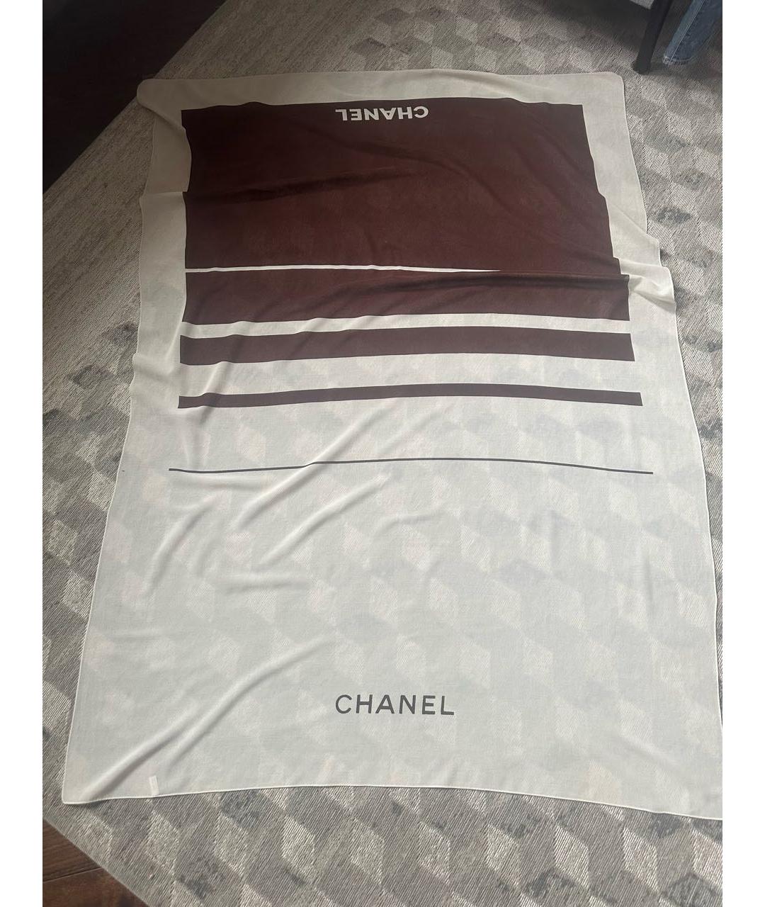 CHANEL Белый хлопковый шарф, фото 9