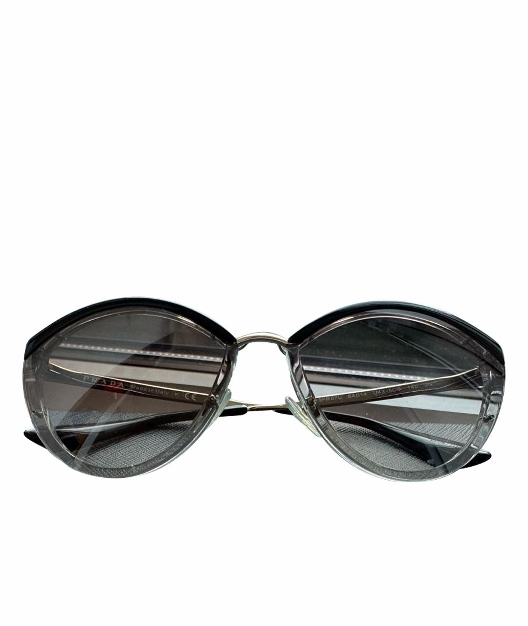 PRADA Антрацитовые пластиковые солнцезащитные очки, фото 1