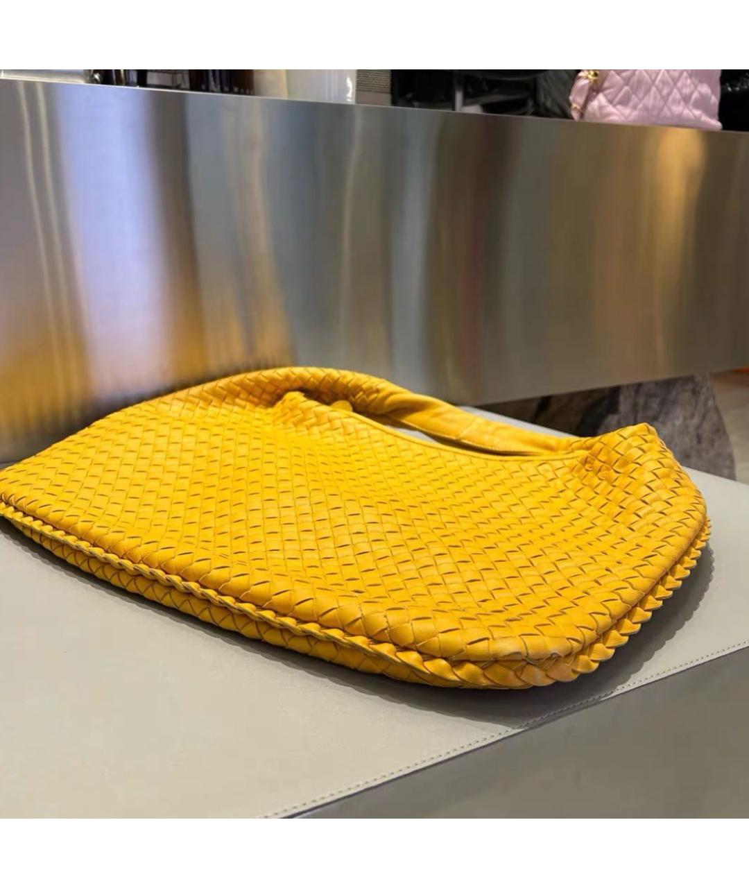 BOTTEGA VENETA Желтая кожаная сумка через плечо, фото 4