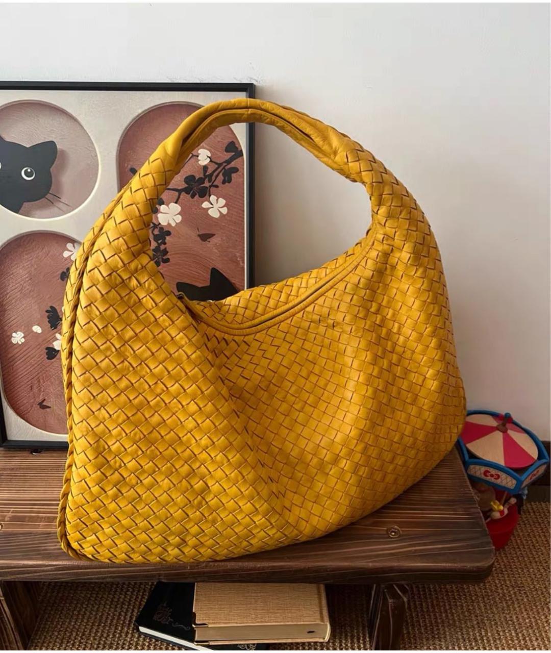 BOTTEGA VENETA Желтая кожаная сумка через плечо, фото 5