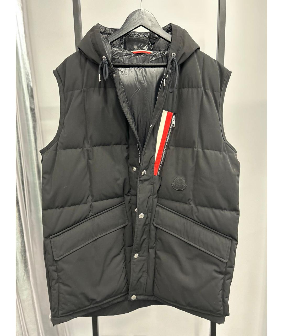 MONCLER Черный хлопковый жилет, фото 3