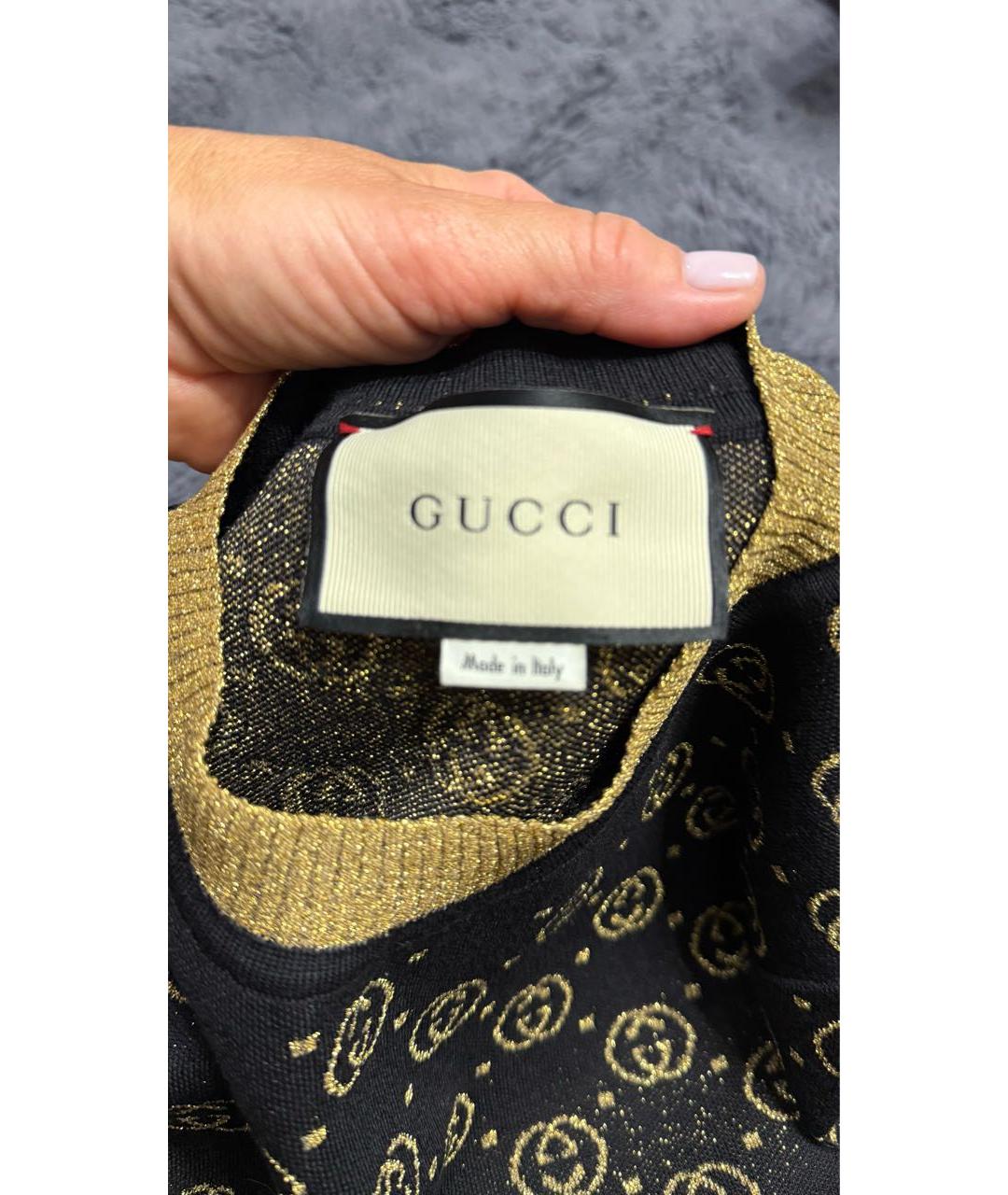GUCCI Золотая шерстяная футболка, фото 5