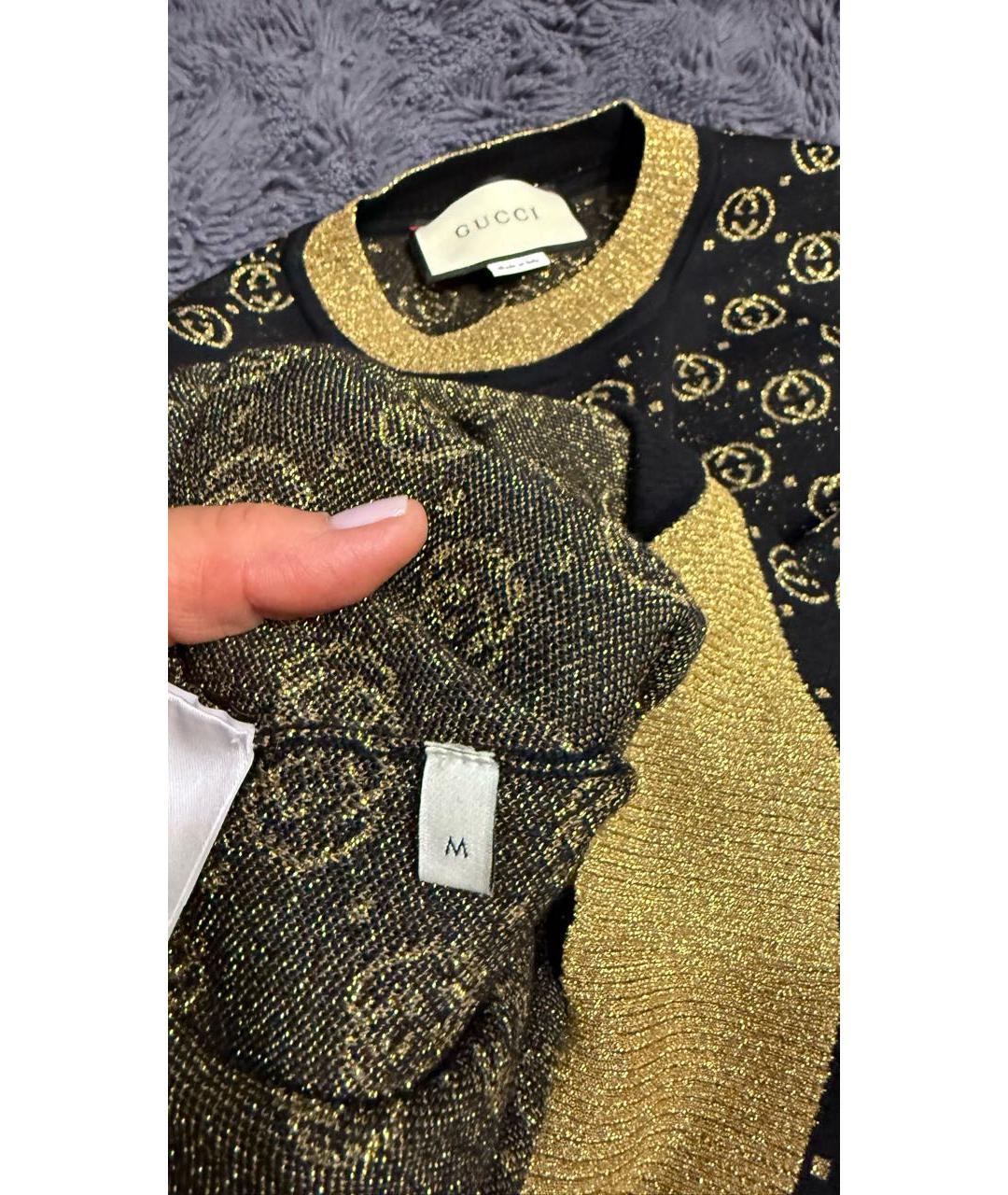 GUCCI Золотая шерстяная футболка, фото 4