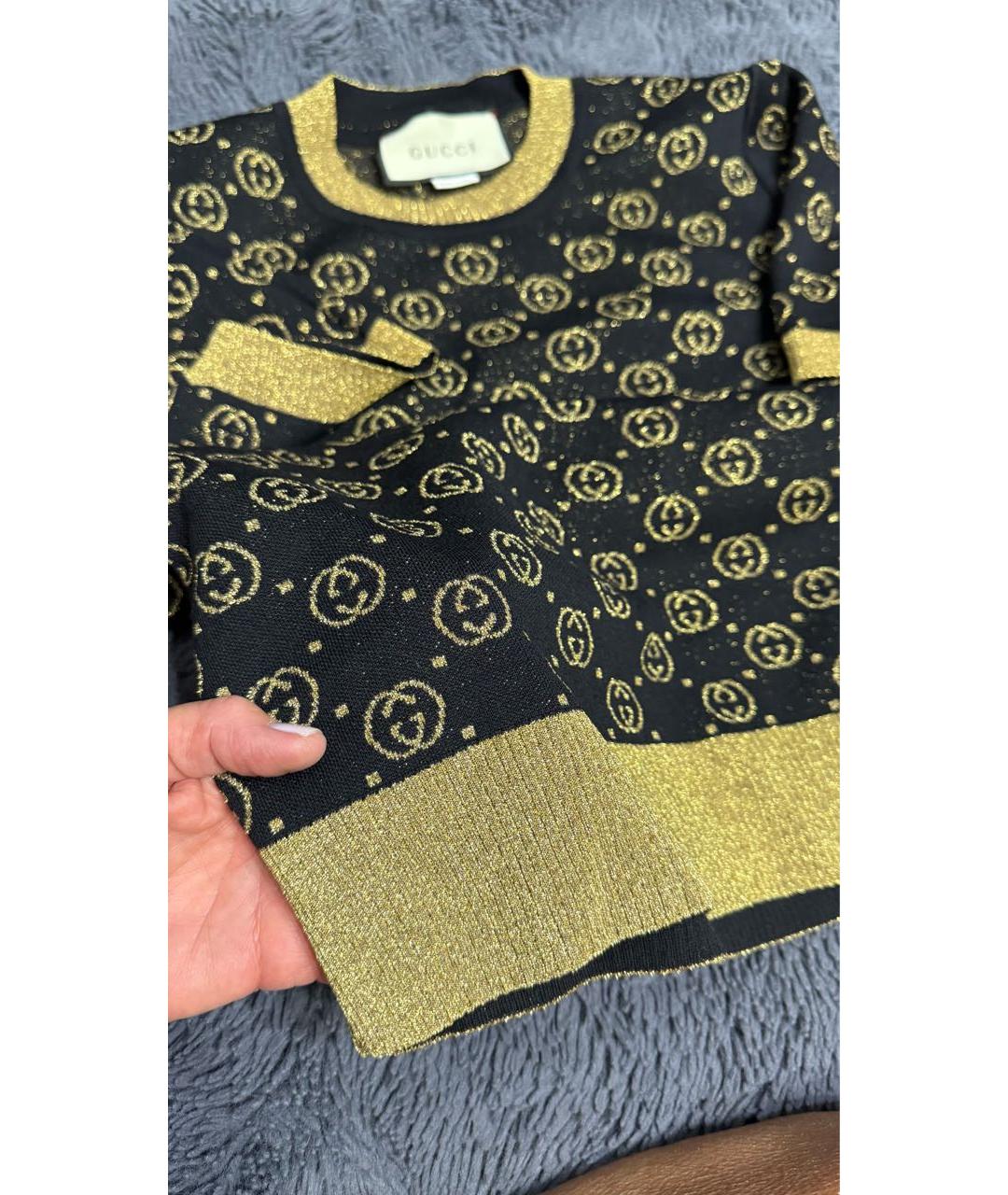 GUCCI Золотая шерстяная футболка, фото 3