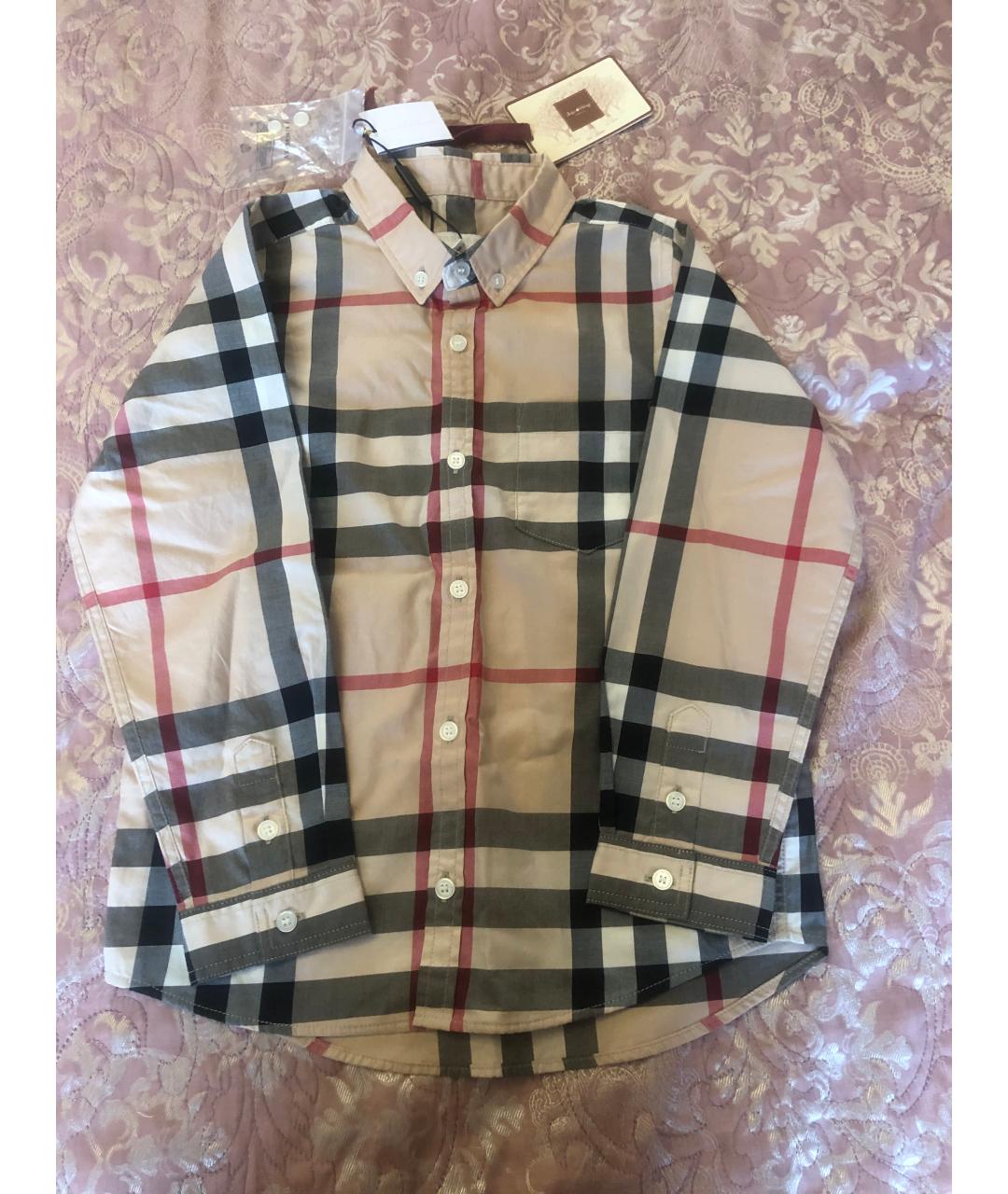 BURBERRY Бежевая хлопковая детская рубашка, фото 5