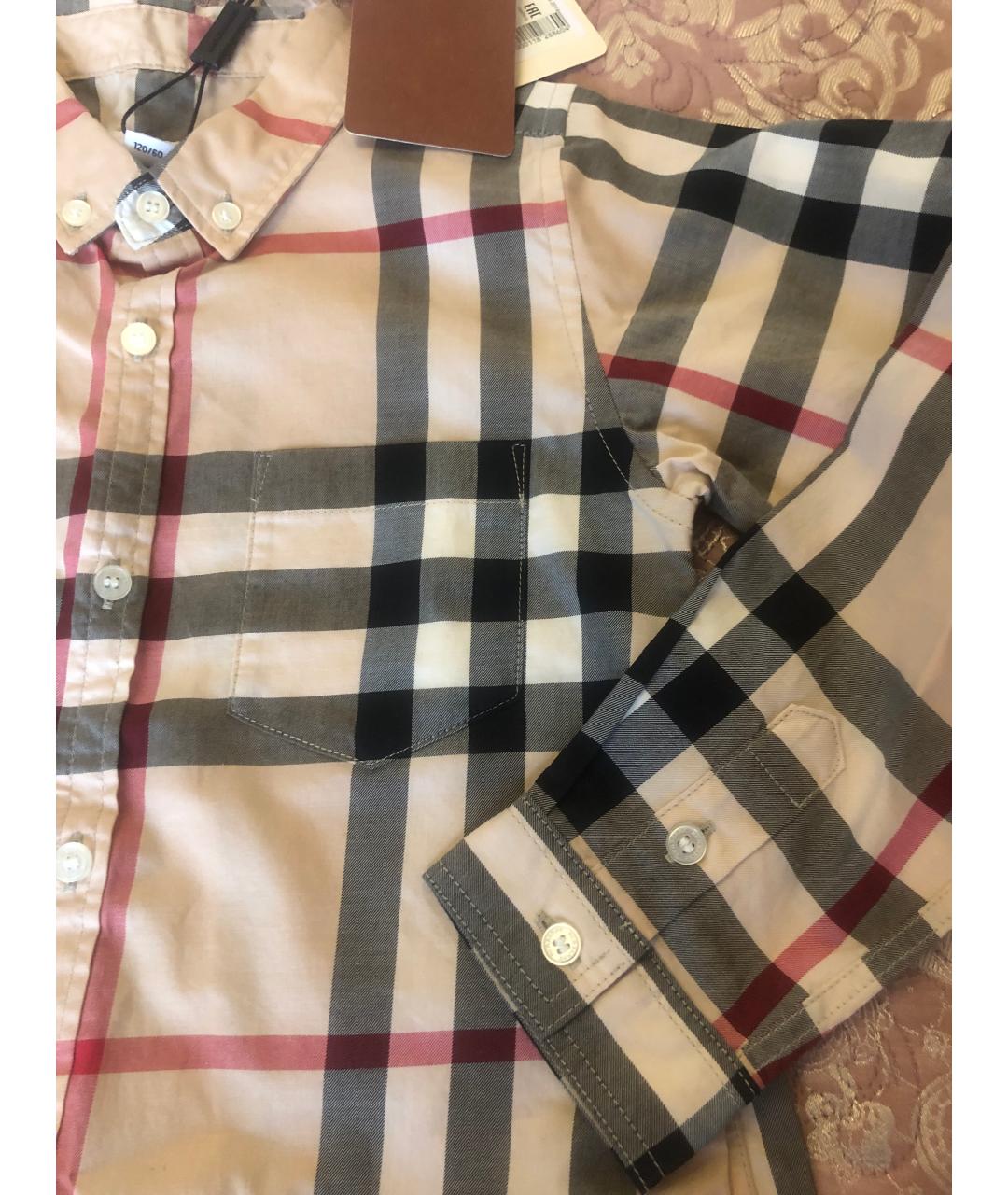 BURBERRY Бежевая хлопковая детская рубашка, фото 4