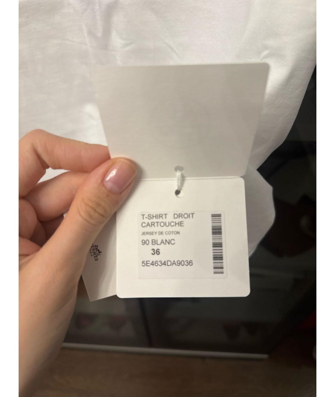 HERMES Белая хлопковая футболка, фото 5