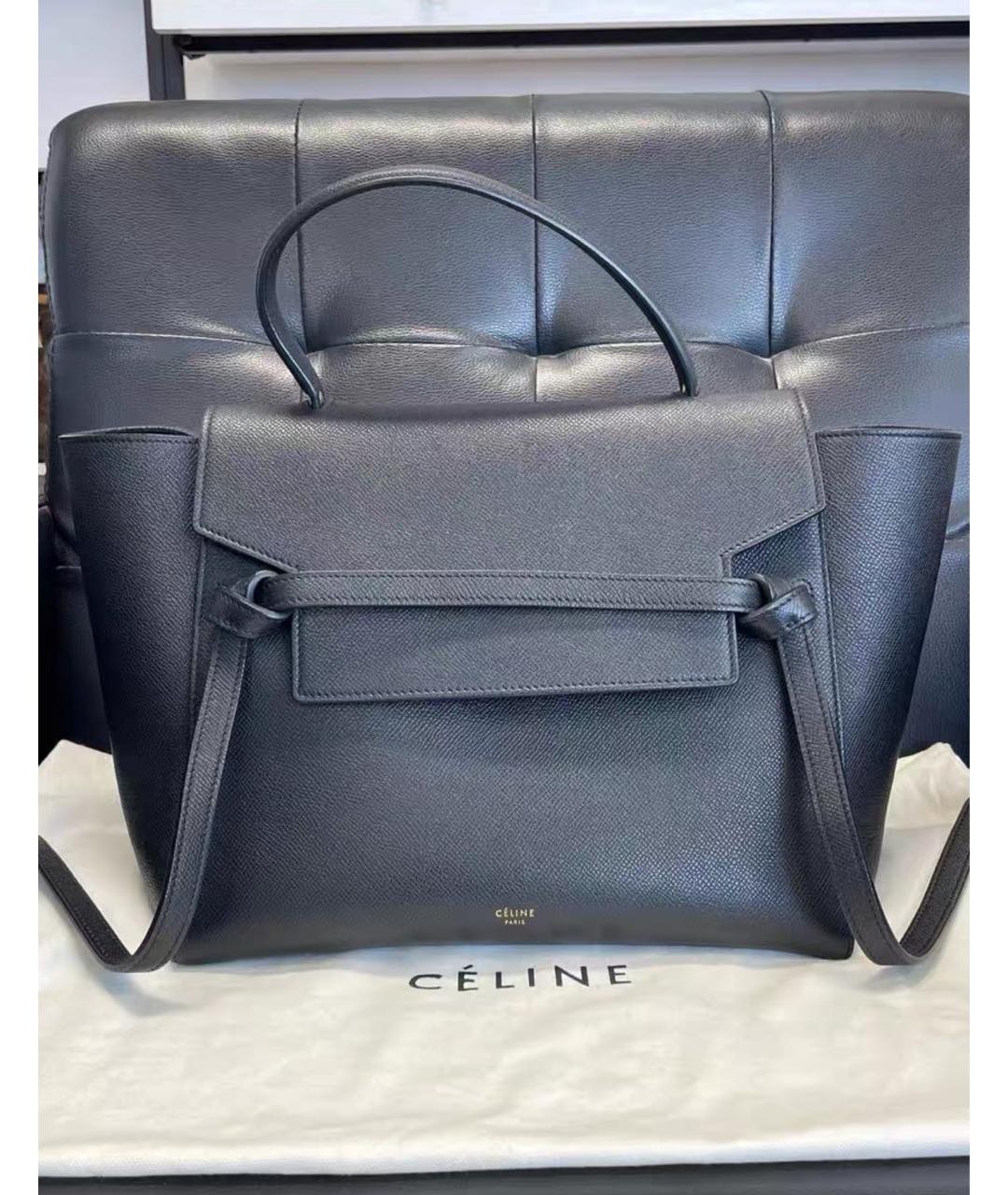 CELINE Черная кожаная сумка тоут, фото 3