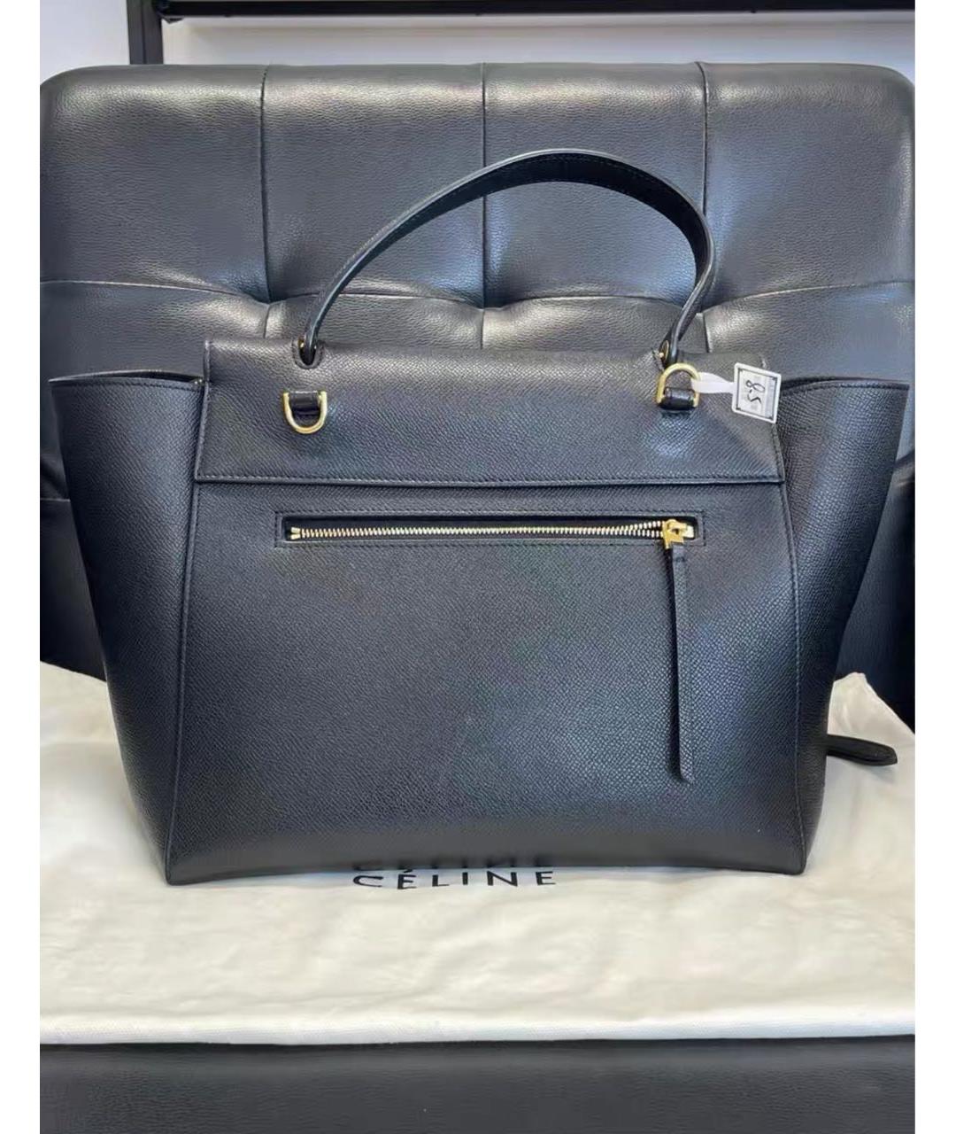 CELINE Черная кожаная сумка тоут, фото 4
