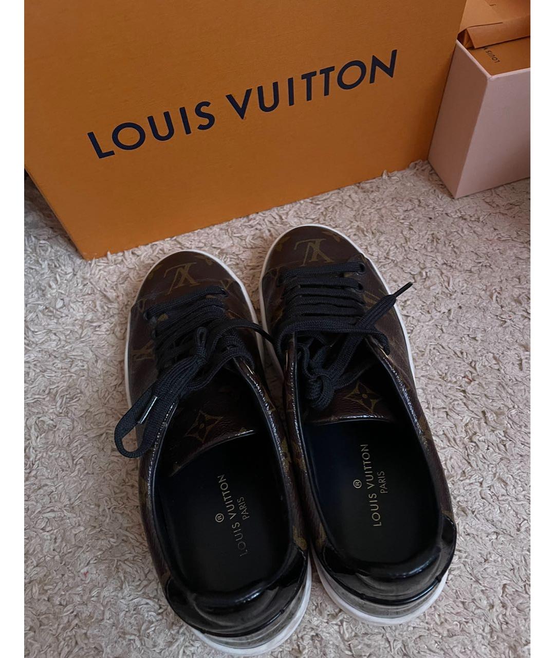 LOUIS VUITTON Коричневые кожаные кеды, фото 4