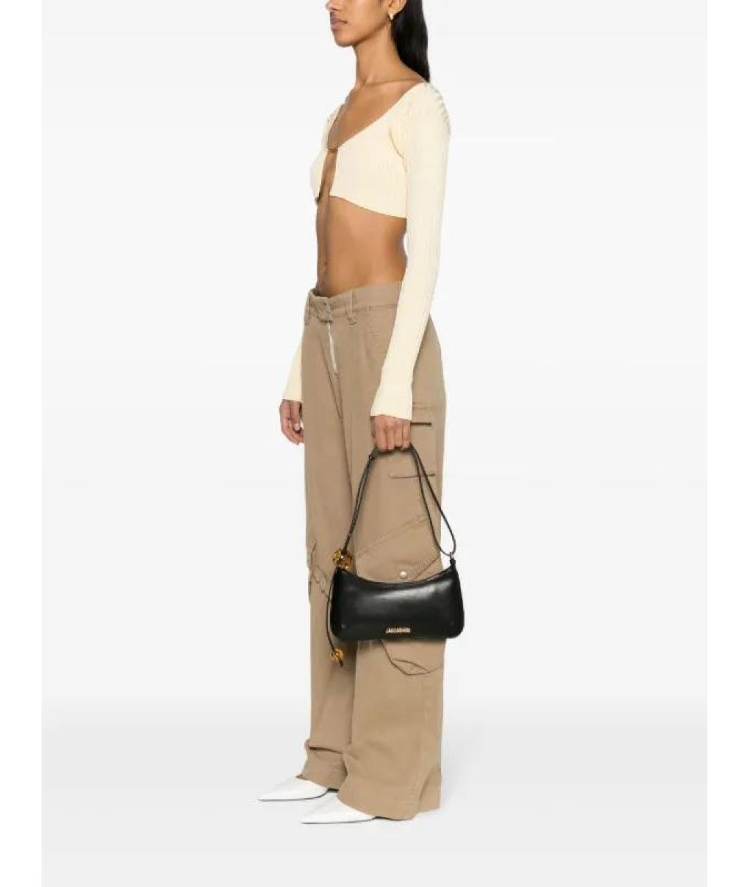 JACQUEMUS Черная кожаная сумка с короткими ручками, фото 5