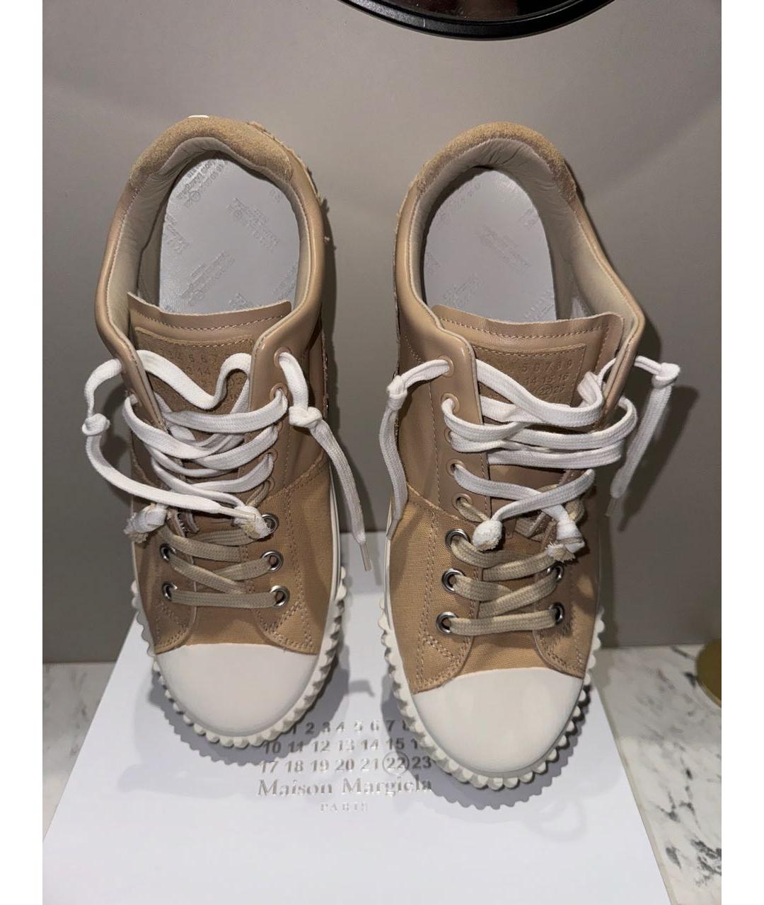 MAISON MARGIELA Бежевые кожаные низкие кроссовки / кеды, фото 6