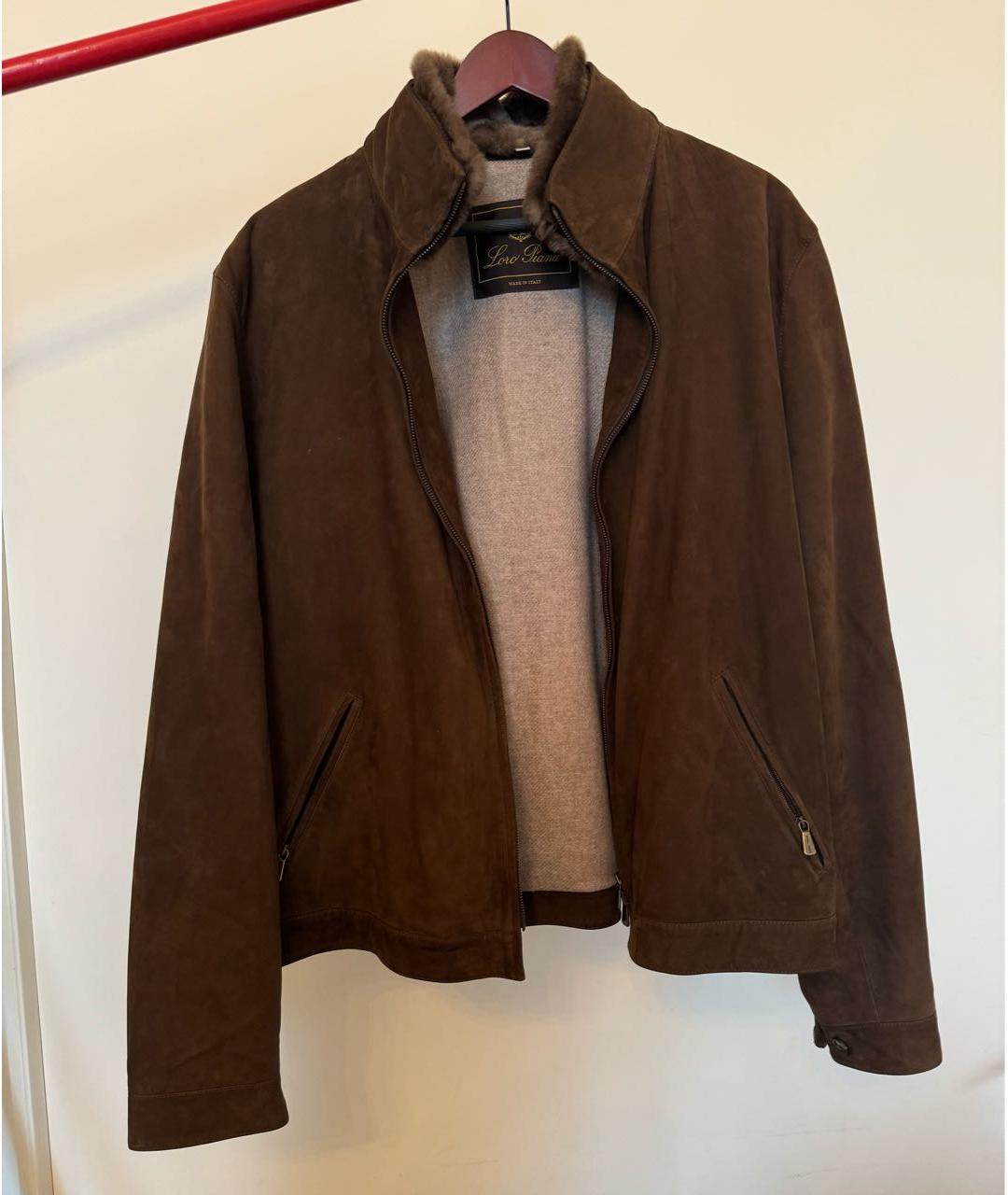 LORO PIANA Коричневая замшевая дубленка/шуба, фото 8
