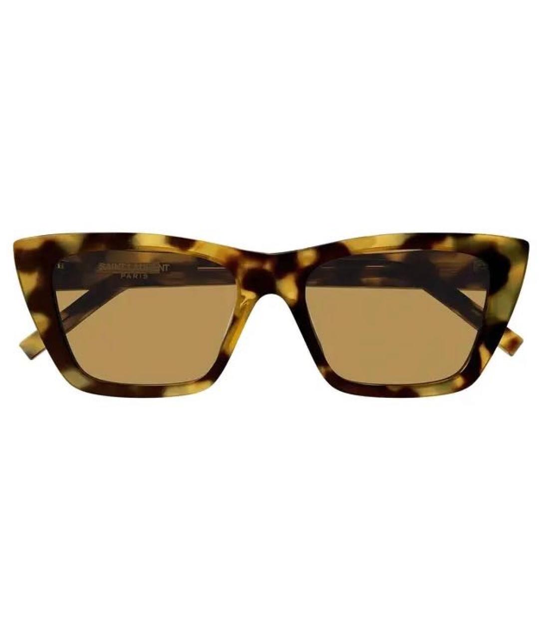 SAINT LAURENT Коричневые пластиковые солнцезащитные очки, фото 9
