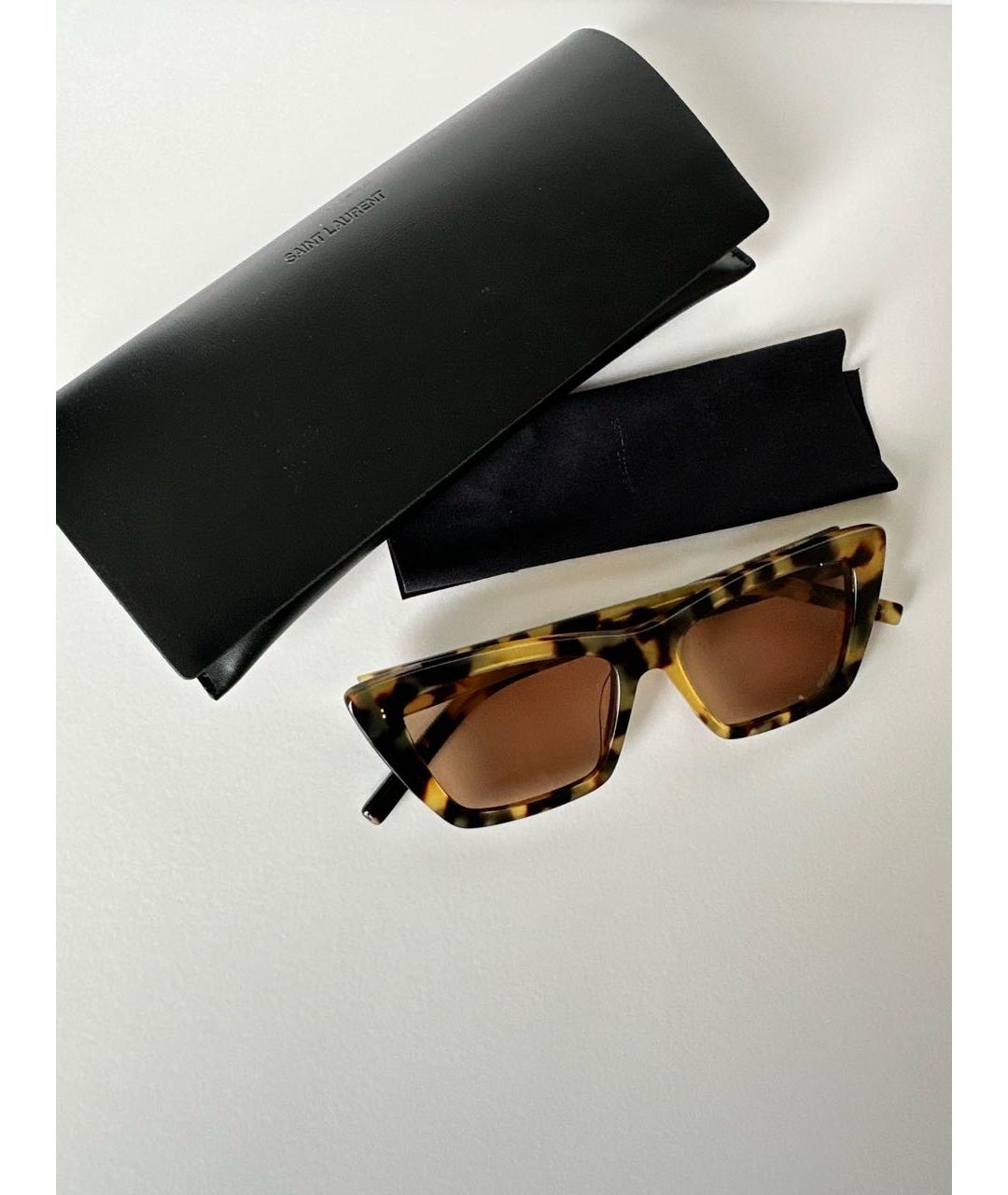 SAINT LAURENT Коричневые пластиковые солнцезащитные очки, фото 5