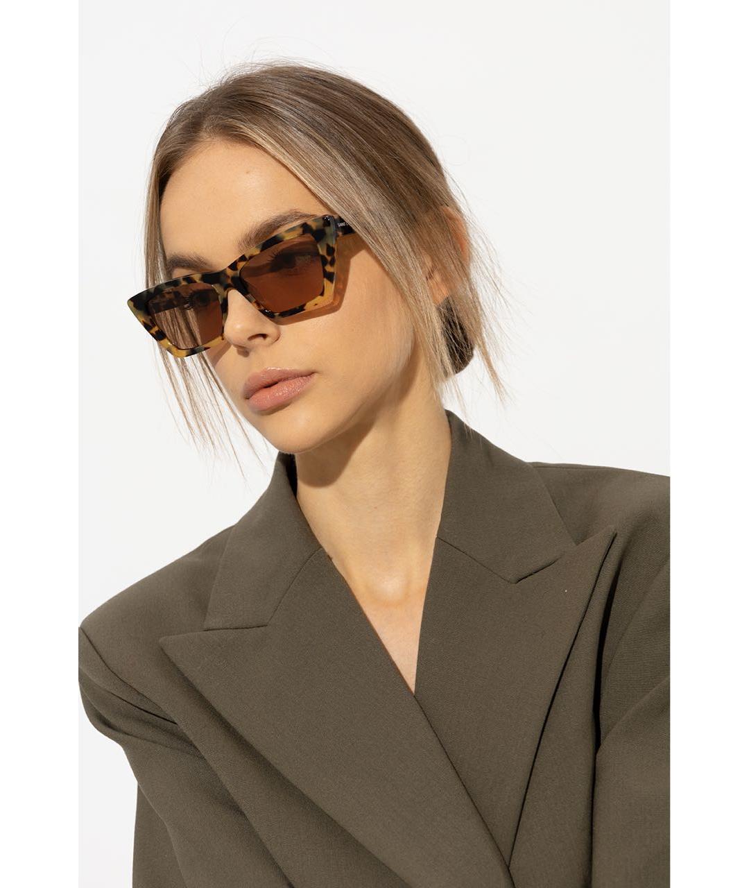 SAINT LAURENT Коричневые пластиковые солнцезащитные очки, фото 3