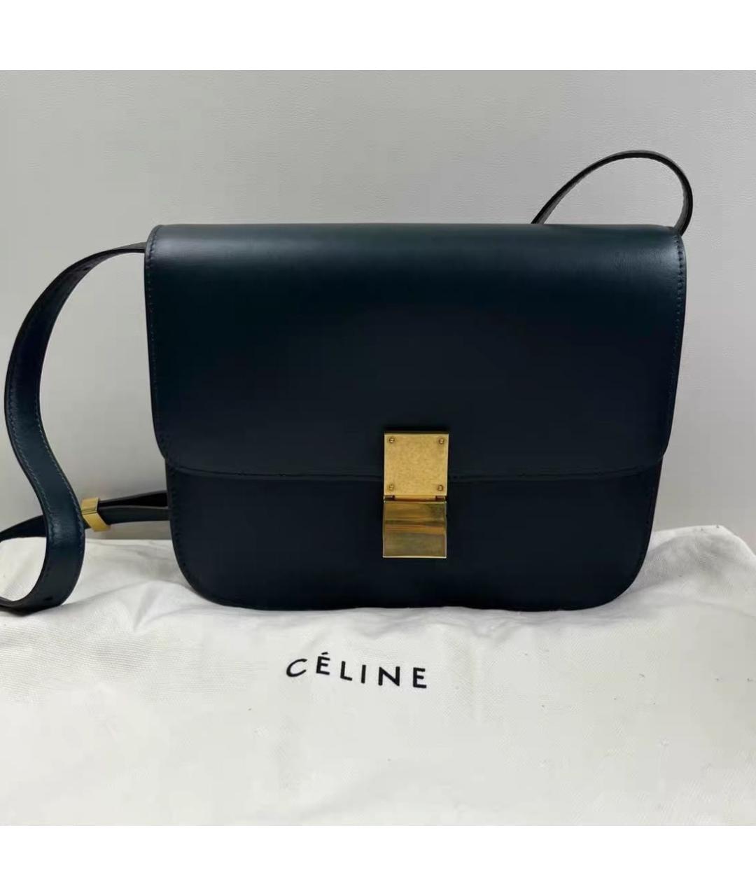 CELINE Зеленая кожаная сумка через плечо, фото 2