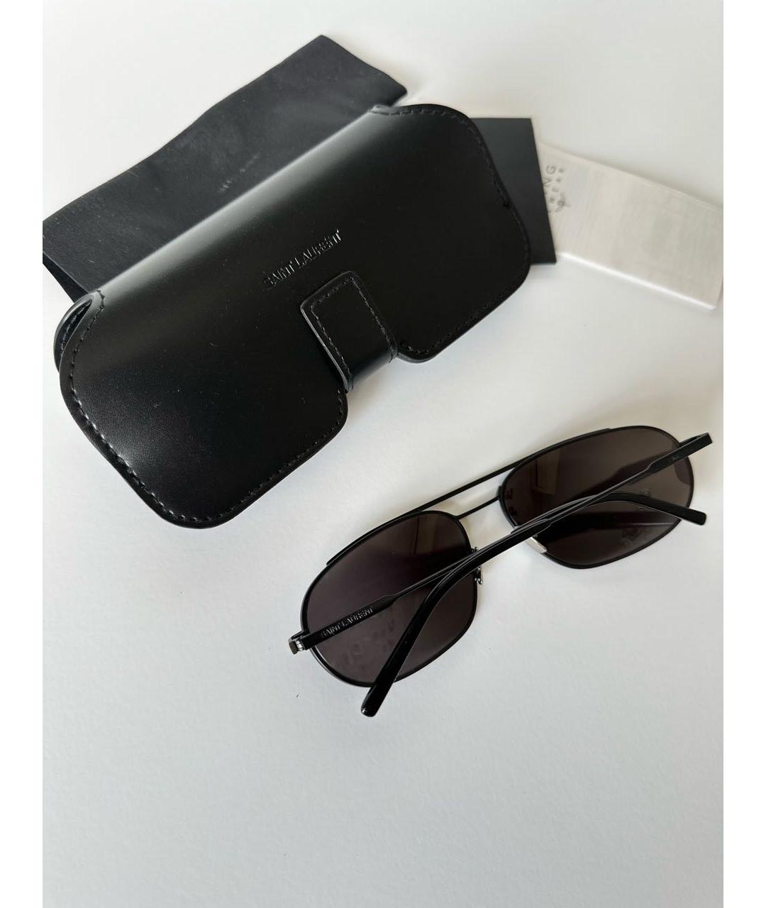 SAINT LAURENT Черные металлические солнцезащитные очки, фото 4