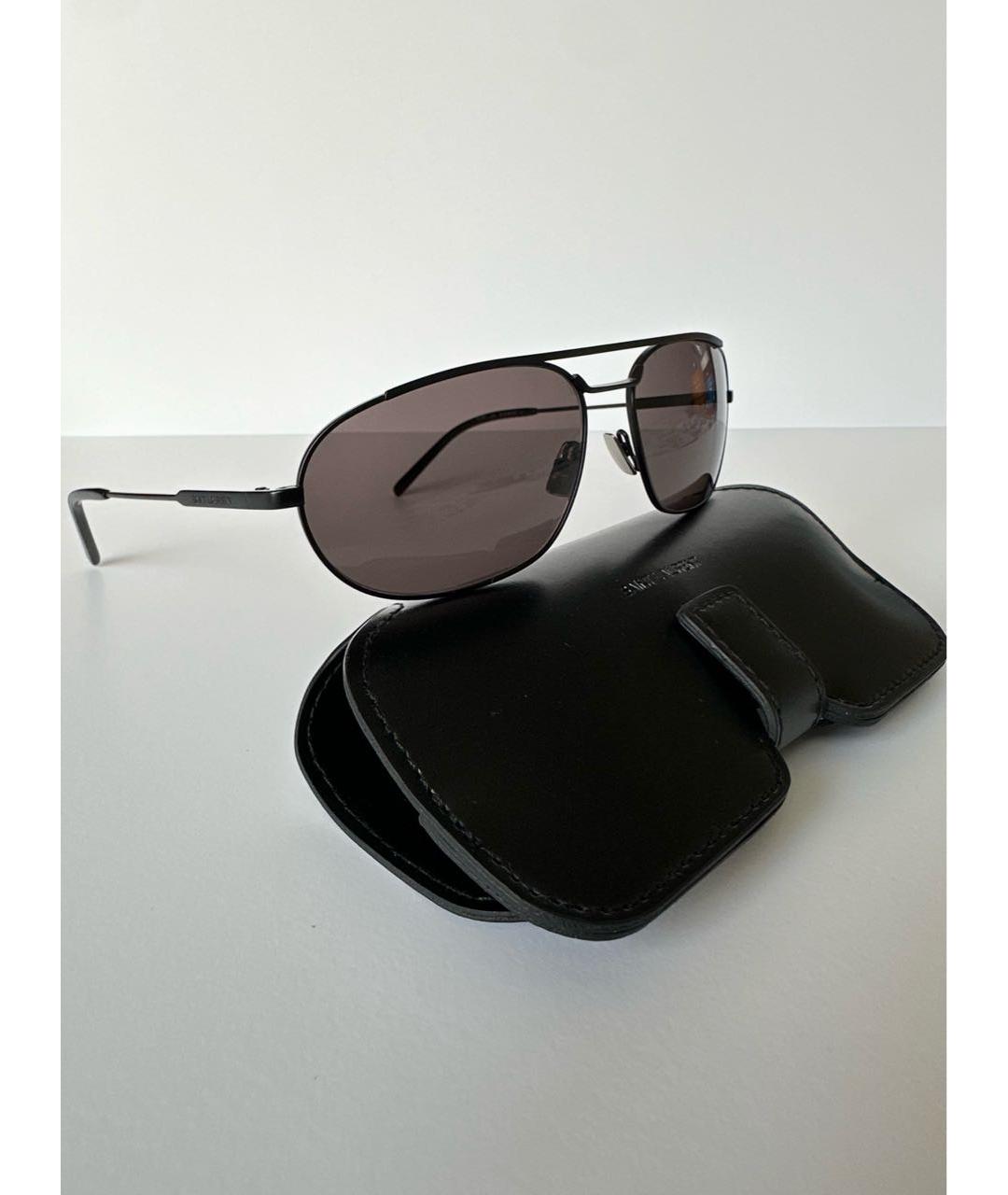 SAINT LAURENT Черные металлические солнцезащитные очки, фото 6
