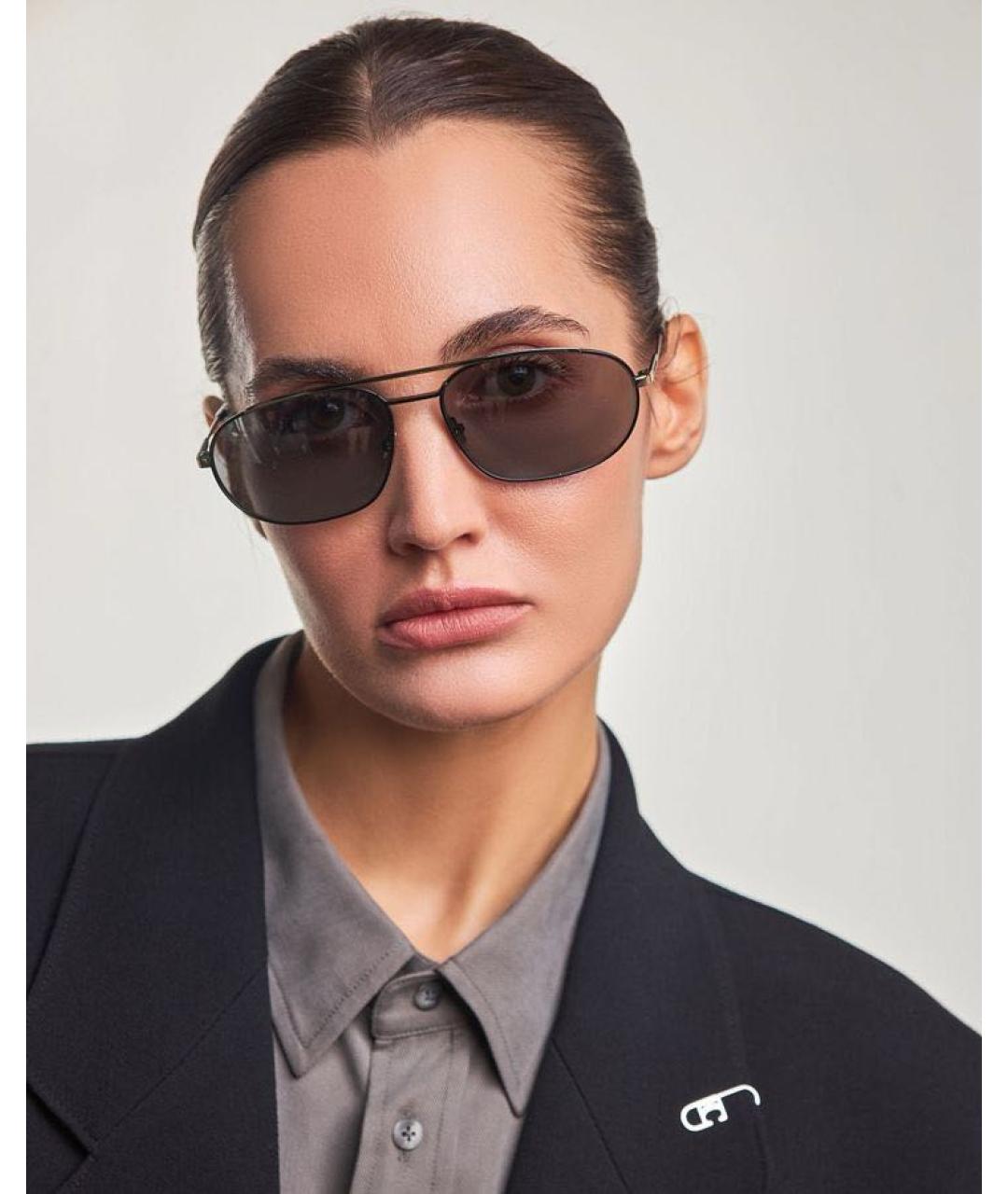 SAINT LAURENT Черные металлические солнцезащитные очки, фото 2