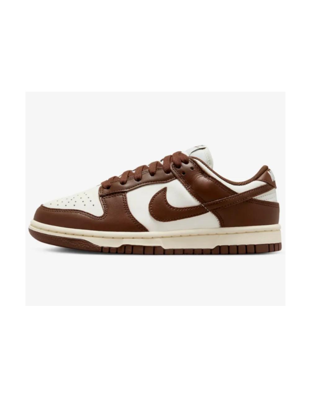 NIKE Коричневые кожаные низкие кроссовки / кеды, фото 3