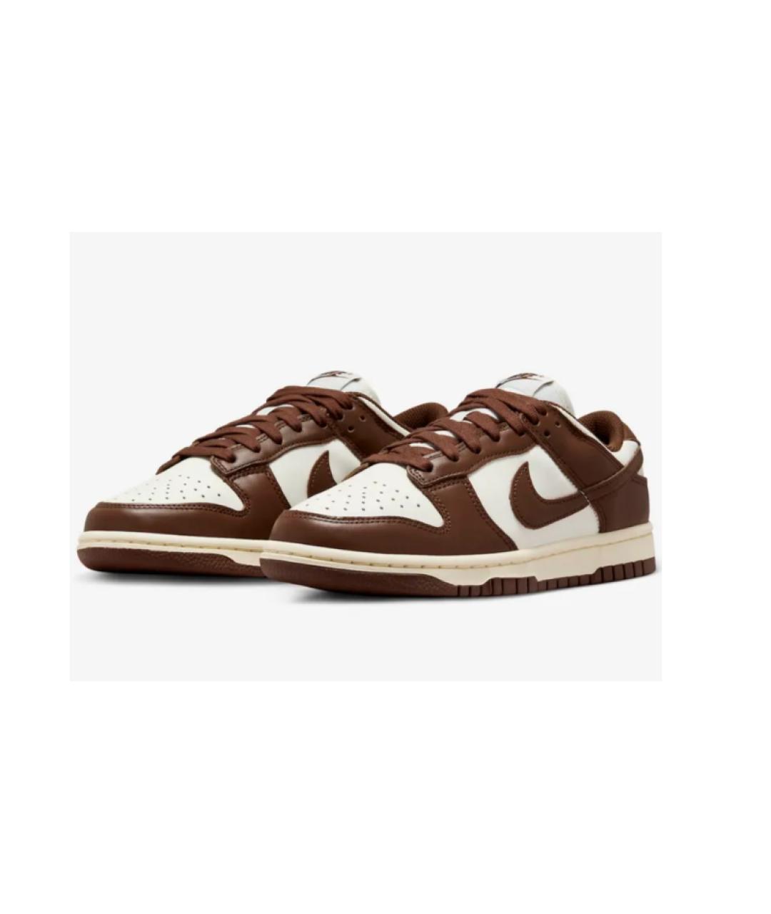 NIKE Коричневые кожаные низкие кроссовки / кеды, фото 2