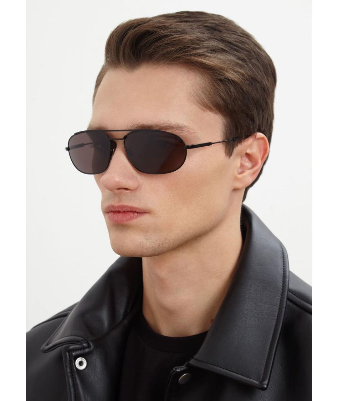 SAINT LAURENT Черные металлические солнцезащитные очки, фото 3