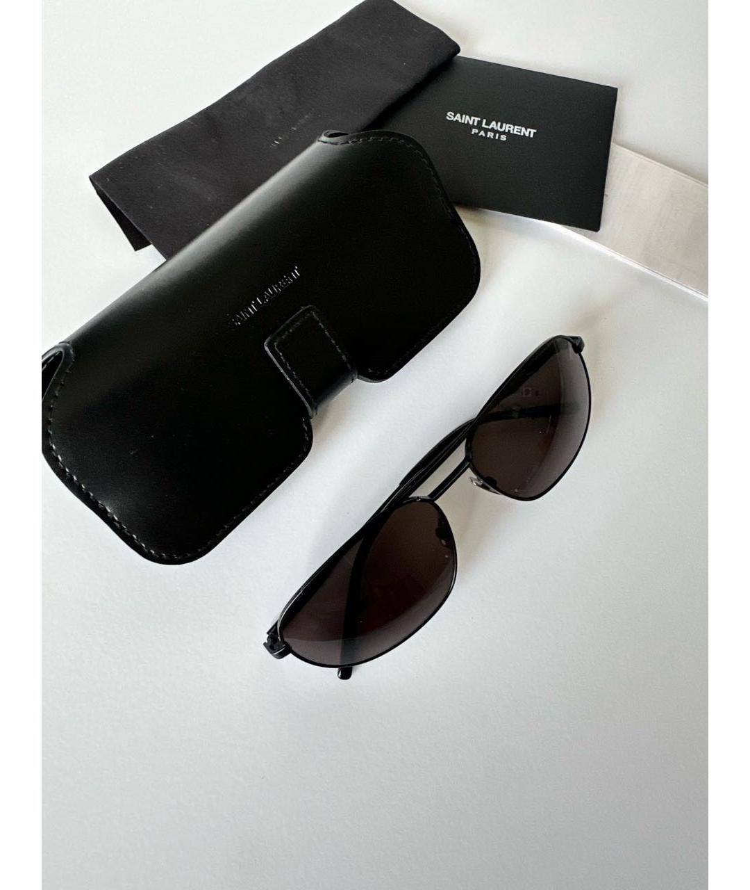 SAINT LAURENT Черные металлические солнцезащитные очки, фото 4