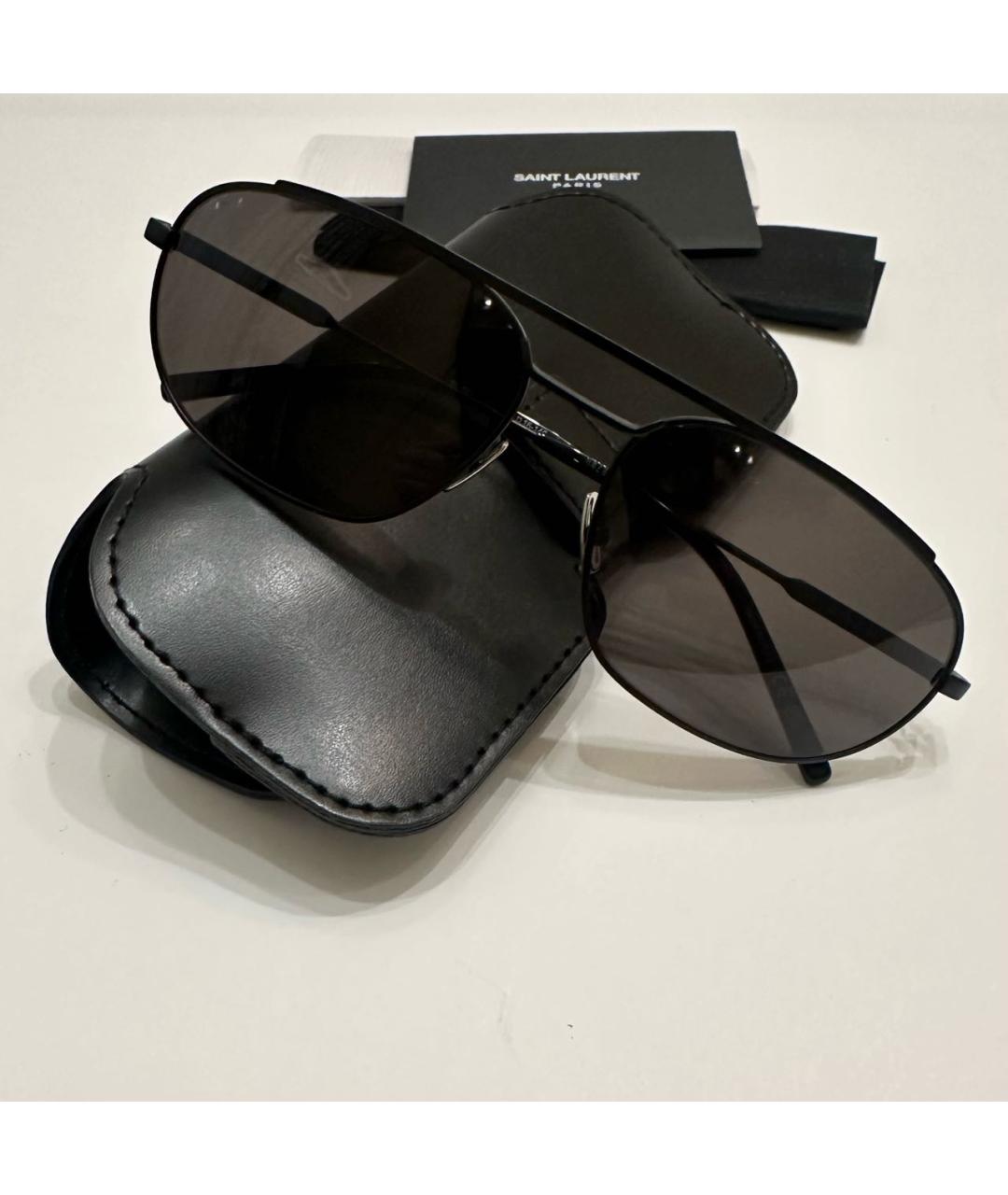 SAINT LAURENT Черные металлические солнцезащитные очки, фото 6