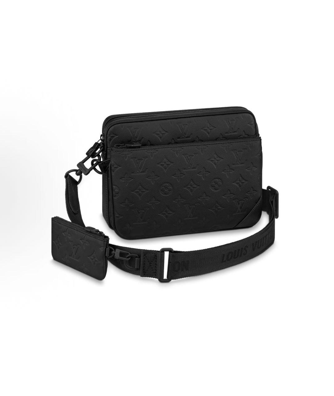 LOUIS VUITTON Черная кожаная сумка на плечо, фото 5
