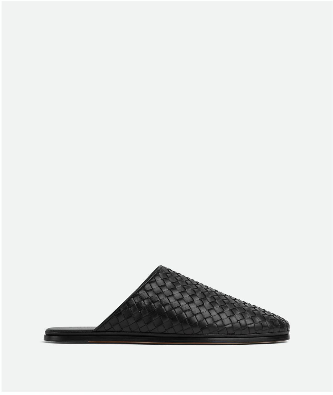 BOTTEGA VENETA Черные кожаные шлепанцы, фото 5