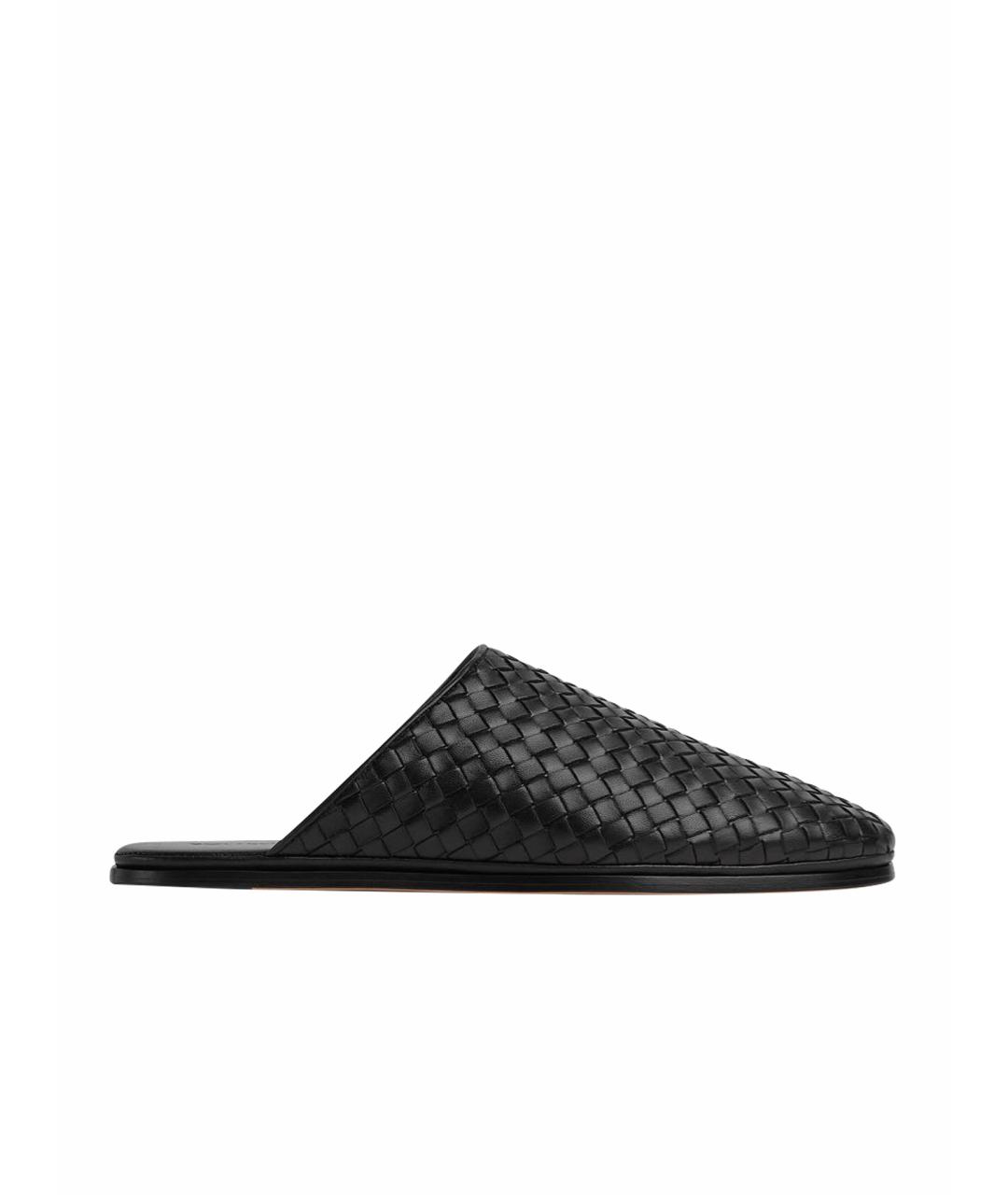 BOTTEGA VENETA Черные кожаные шлепанцы, фото 1