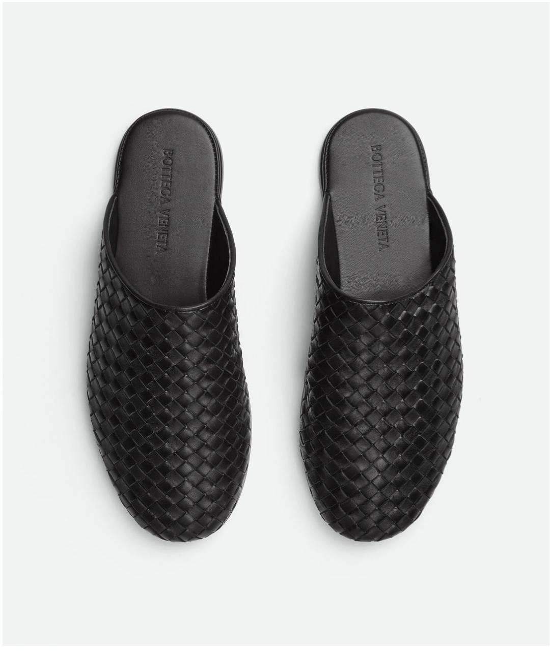 BOTTEGA VENETA Черные кожаные шлепанцы, фото 3