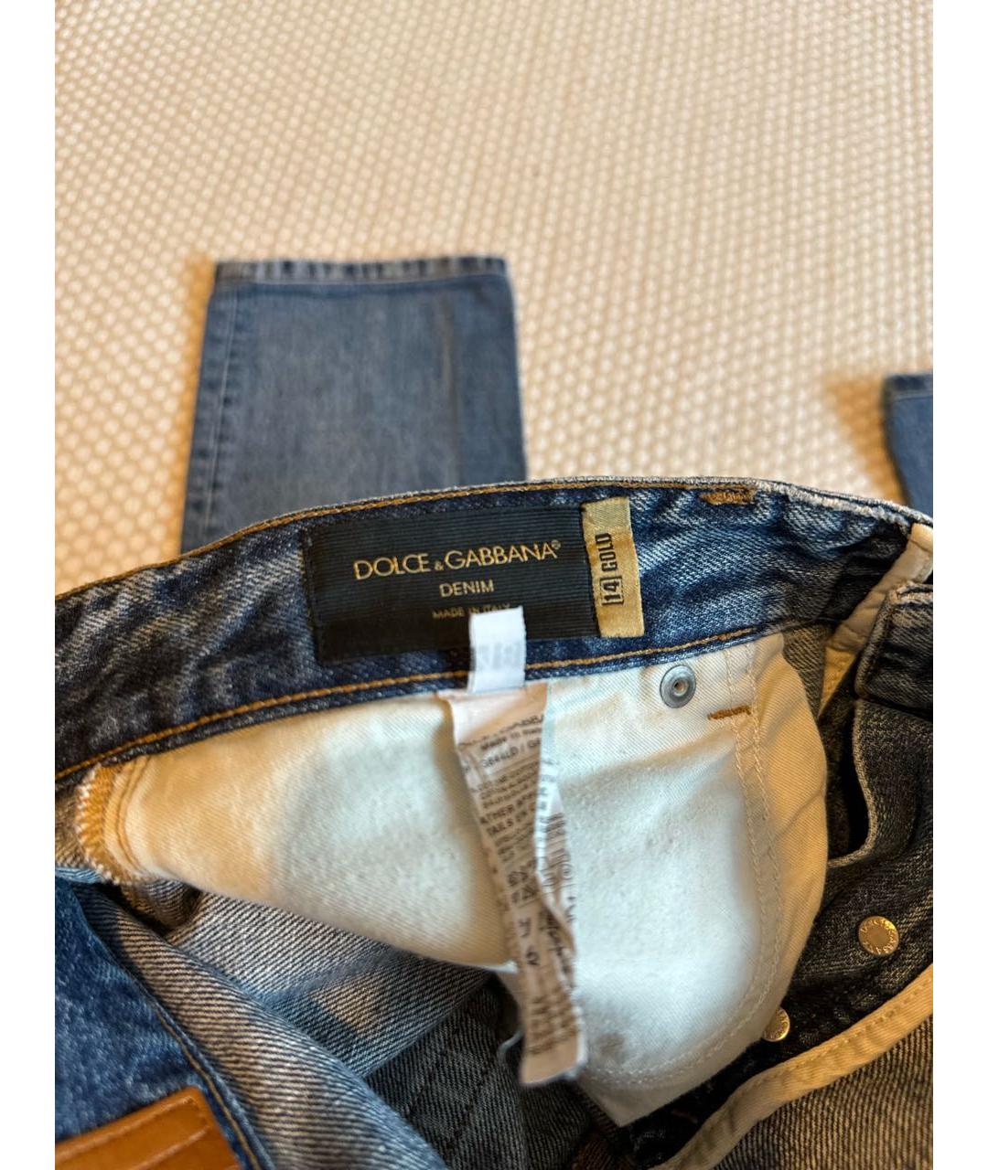 DOLCE&GABBANA Синие хлопковые прямые джинсы, фото 7