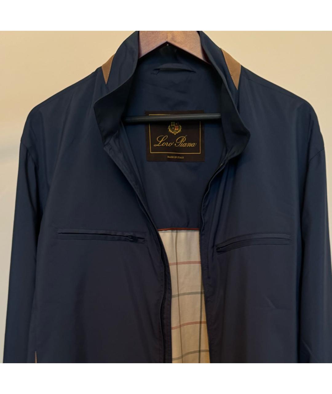 LORO PIANA Темно-синяя полиэстеровая куртка, фото 3
