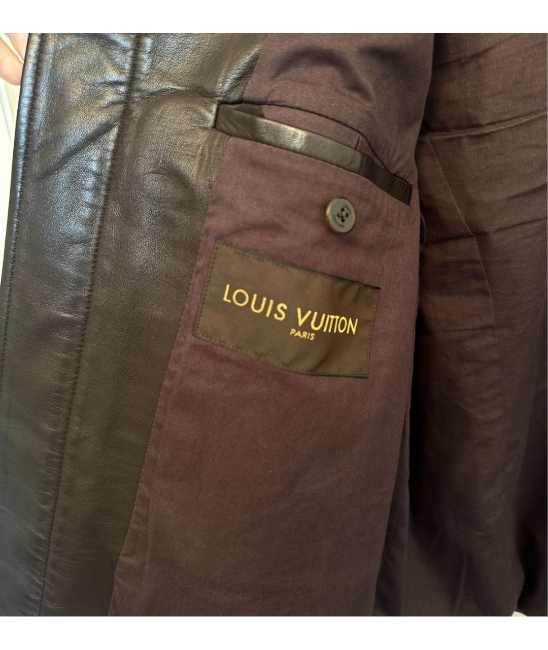 LOUIS VUITTON Коричневая кожаная куртка, фото 4