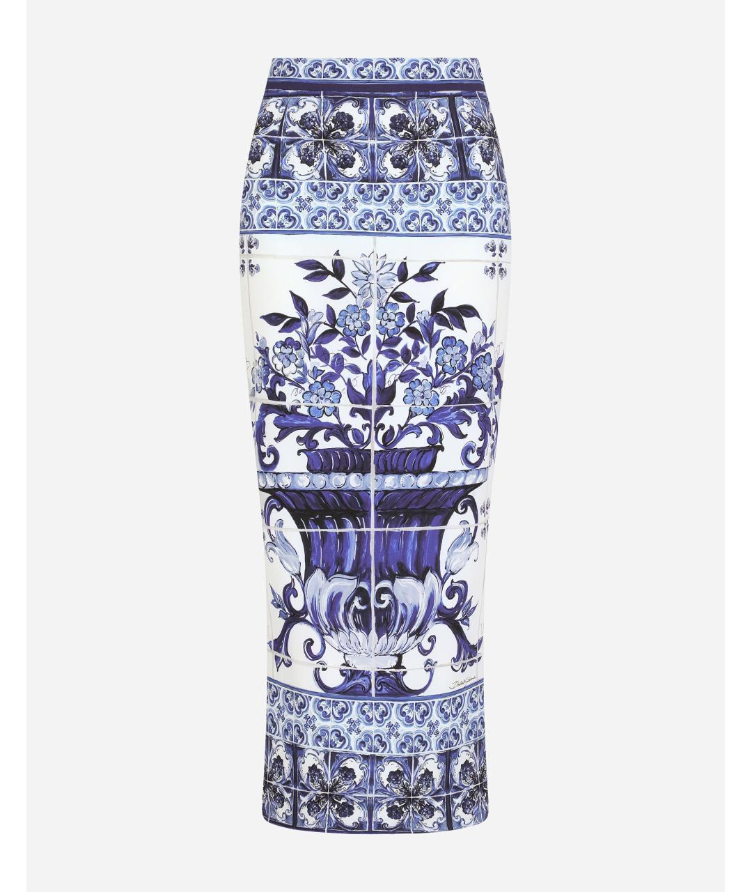DOLCE&GABBANA Синяя юбка миди, фото 8