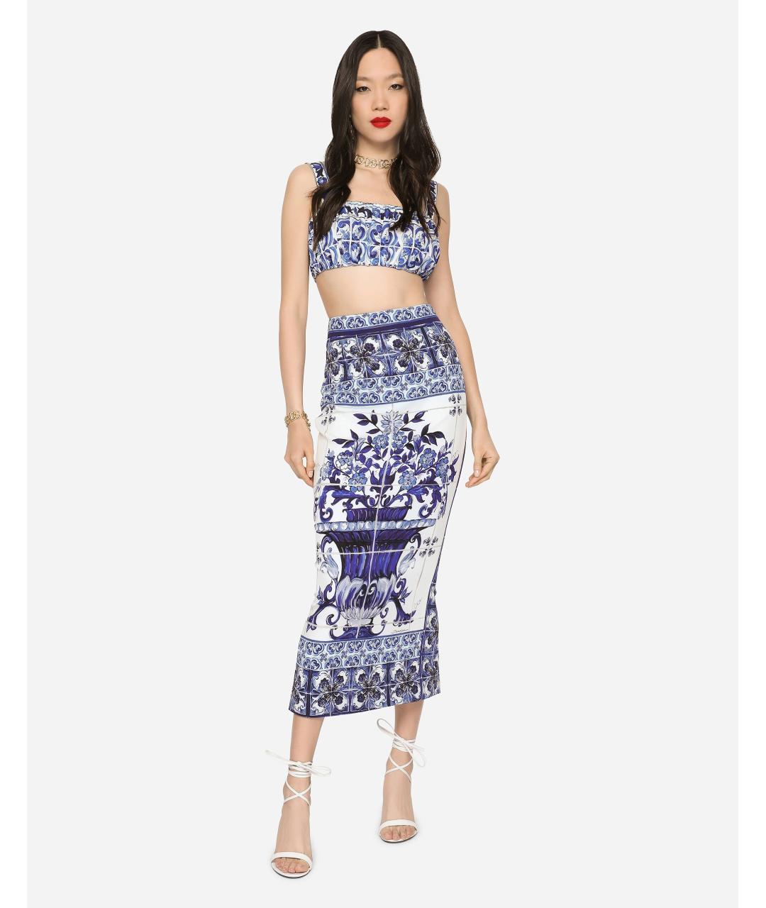 DOLCE&GABBANA Синяя юбка миди, фото 3